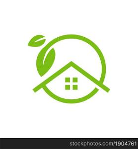 leaf house logo design vector