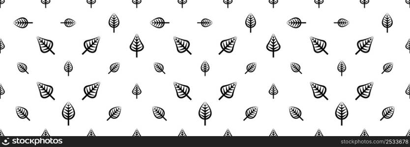 Leaf Icon Seamless Pattern, Appendage Growing From The Stem Of A Plant, Organ Of A Vascular Plant Vector Art Illustration