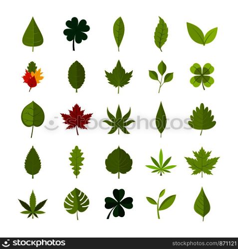 Leaf icon set. Flat set of leaf vector icons for web design isolated on white background. Leaf icon set, flat style