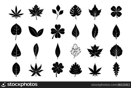 Leaf icon set. Simple set of leaf vector icons for web design isolated on white background. Leaf icon set, simple style