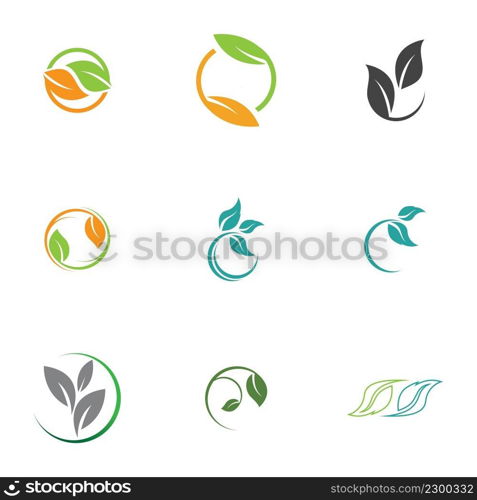 Leaf  icon vector set isolated on white background. Various shapes of green leaves of trees and plants. Elements for eco and bio logos