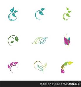 Leaf  icon vector set isolated on white background. Various shapes of green leaves of trees and plants. Elements for eco and bio logos