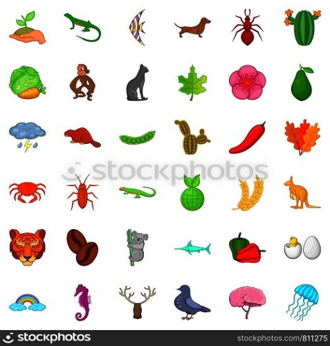 Leaf icons set. Cartoon style of 36 leaf vector icons for web isolated on white background. Leaf icons set, cartoon style