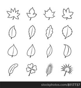 Leaf icons set line design