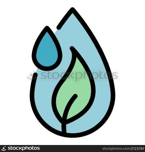 Leaf in drop icon. Outline leaf in drop vector icon color flat isolated. Leaf in drop icon color outline vector
