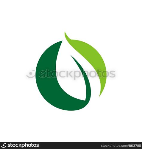 Leaf in Green Circle Logo Template Illustration Design. Vector EPS 10.