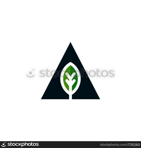 leaf initial A logo template
