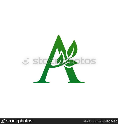leaf initial A logo template