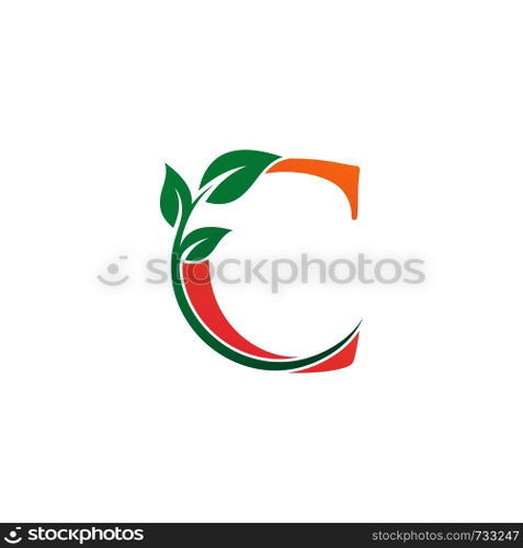 leaf initial C logo template