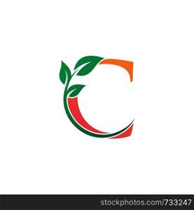 leaf initial C logo template