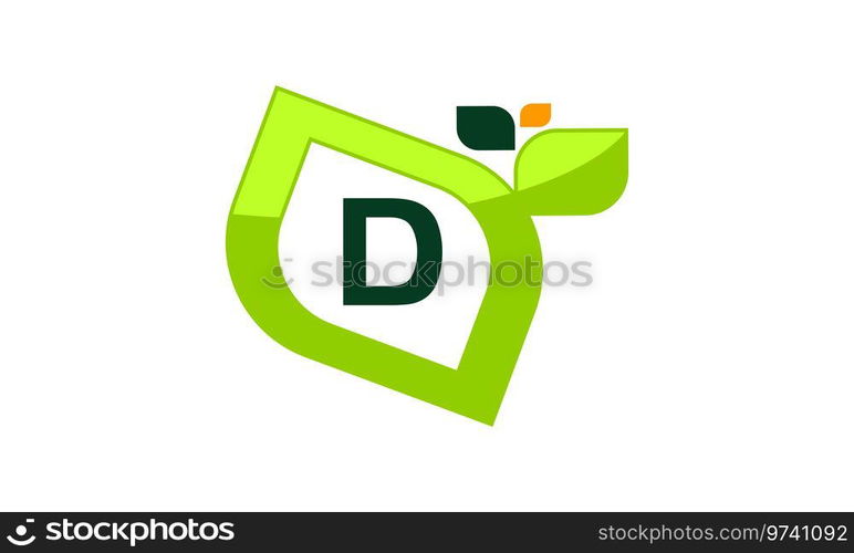 Leaf Initial D Logo Design Template Vector