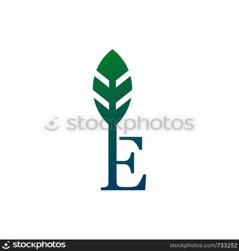 leaf initial E logo template
