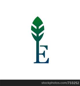leaf initial E logo template