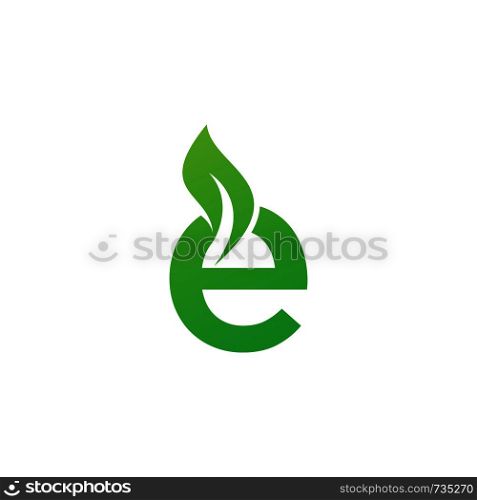 leaf initial E logo template