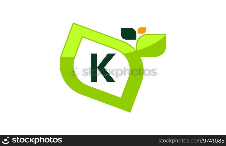 Leaf Initial K Logo Design Template Vector