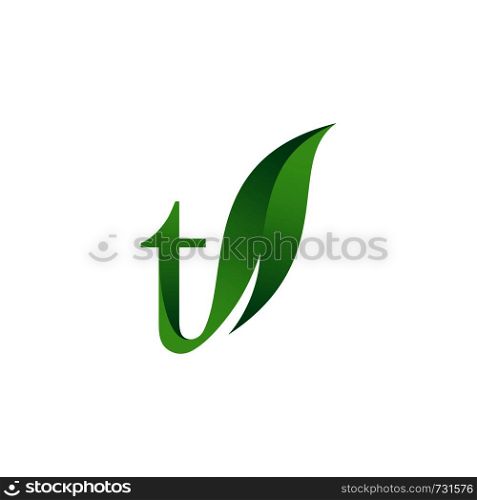 leaf initial T logo template