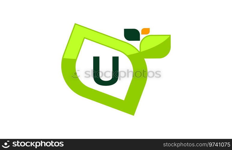 Leaf Initial U Logo Design Template Vector