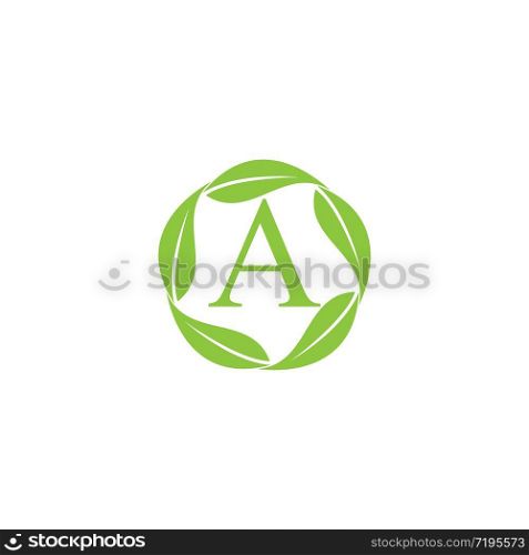 leaf letter vector template icon design