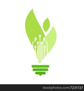Leaf like bulb light logo. Technology nature vector