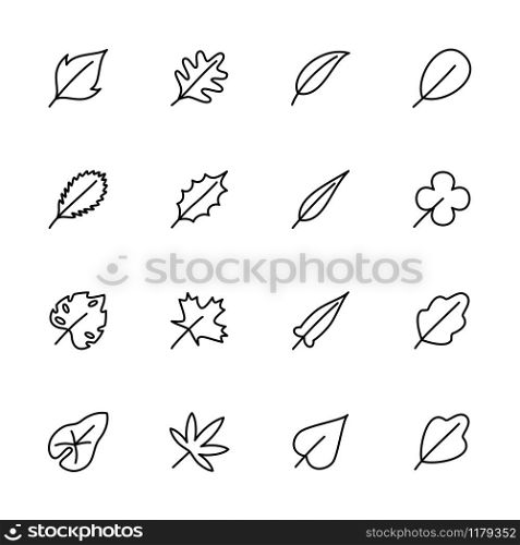 Leaf line icon collection set. Editable stroke vector, isolated at white background