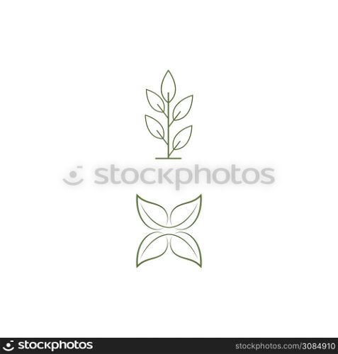 Leaf line icons vector leaves logo design