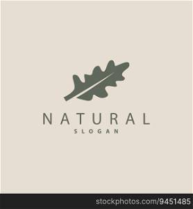 Leaf Logo, Oak Leaf Logo Design, Minimalist Natural Plant Tree Vector, Illustration Template
