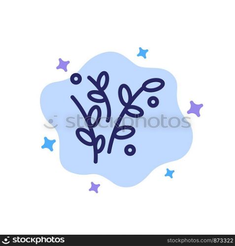 Leaf, Nature, Plant, Spring Blue Icon on Abstract Cloud Background