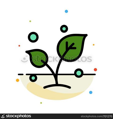 Leaf, Nature, Spring, Sprout, Tree Abstract Flat Color Icon Template