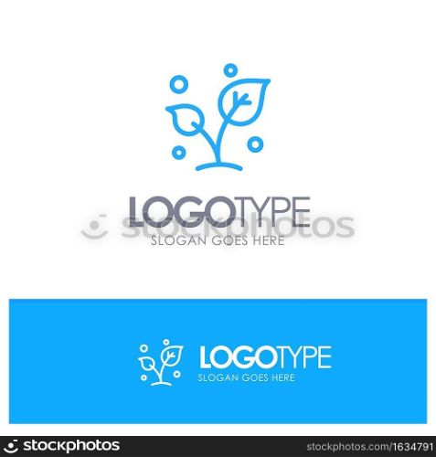 Leaf, Nature, Spring, Sprout, Tree Blue outLine Logo with place for tagline