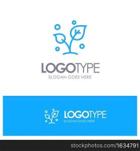 Leaf, Nature, Spring, Sprout, Tree Blue outLine Logo with place for tagline