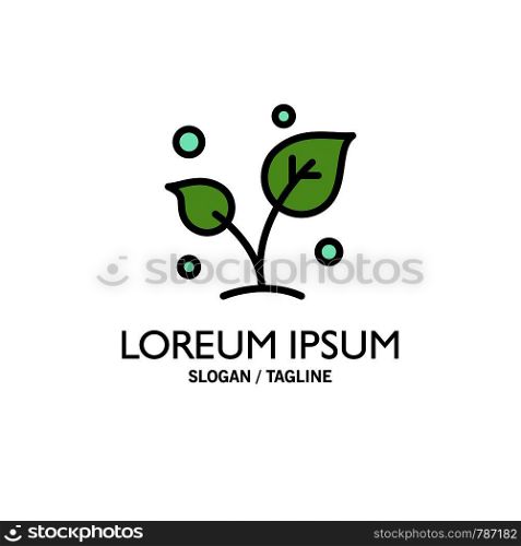 Leaf, Nature, Spring, Sprout, Tree Business Logo Template. Flat Color