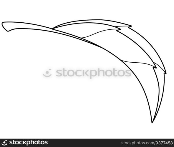 Leaf of a tree or other plant simple element - vector linear picture for coloring. Outline. Leaf - plant element for coloring