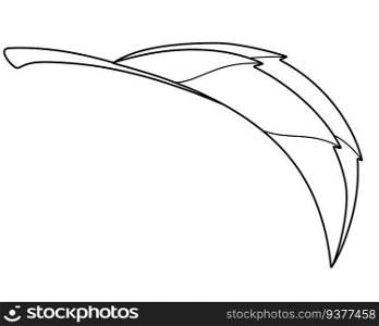 Leaf of a tree or other plant simple element - vector linear picture for coloring. Outline. Leaf - plant element for coloring