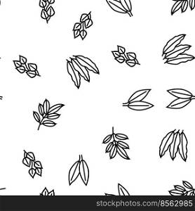Leaf Of Tree, Bush Or Flower Vector Seamless Pattern Thin Line Illustration. Leaf Of Tree, Bush Or Flower vector seamless pattern