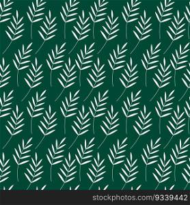 Leaf pattern. Silhouettes of white leaves on green background. Vector seamless repeat illustration.. Leaf pattern. Silhouettes of white leaves on green background. Vector seamless repeat illustration