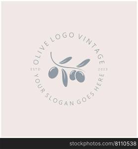 leaf plant logo and natural olive fruit .Herbal,olive oil,cosmetics or beauty,business,cosmetology,agriculture,ecology concept,spa,health,yoga center,vector