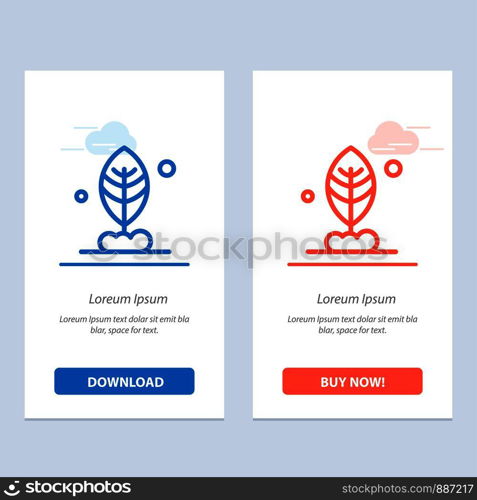 Leaf, Plant, Motivation Blue and Red Download and Buy Now web Widget Card Template