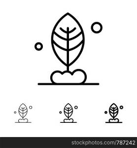 Leaf, Plant, Motivation Bold and thin black line icon set
