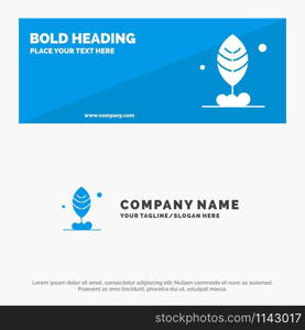 Leaf, Plant, Motivation SOlid Icon Website Banner and Business Logo Template