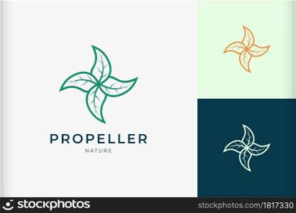 Leaf propeller logo for health or medicine brand