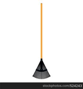 Leaf rake vector flat icon garden fall agriculture. Autumn clean tool isolated equipment broom. Farm grass device stick horticulture