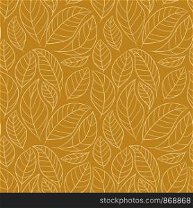 Leaf seamless pattern. Abstract floral background with leaves. Gold color