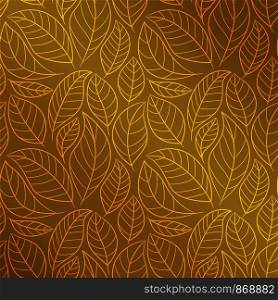 Leaf seamless pattern. Abstract floral background with leaves. Gold color