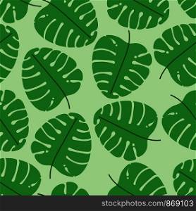 Leaf seamless pattern. Green monstera leaves. Vector illustration. Scrapbook, gift wrapping paper and textiles. Fashion design background. Tropical texture