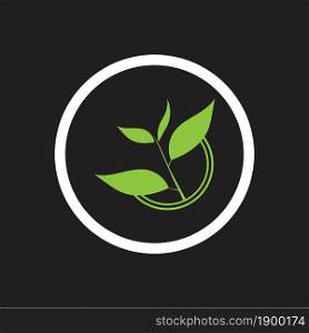 leaf shoots green organic tea mug leaf logo symbol design ideaon black background