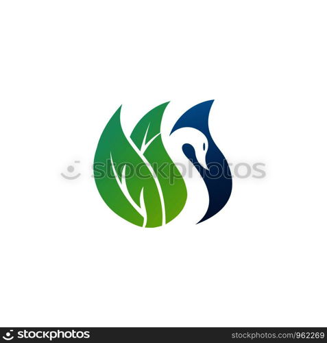leaf swan logo template