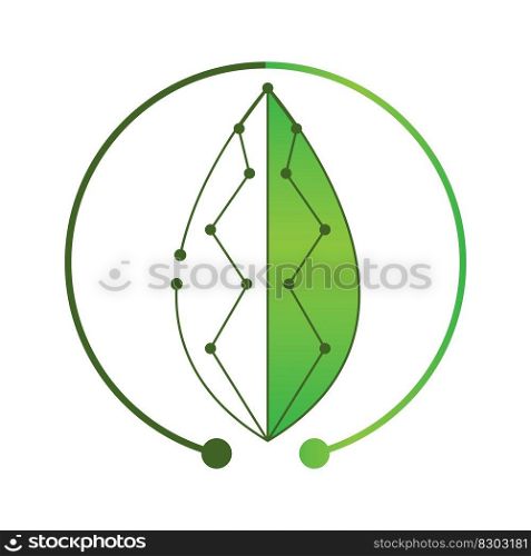 Leaf technology logo,vector illustration template design