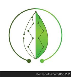 Leaf technology logo,vector illustration template design