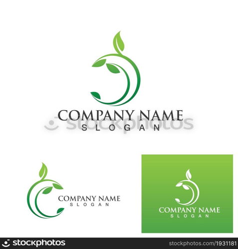 Leaf tree green logo and symbol vector