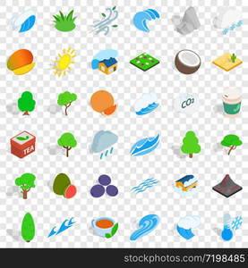 Leaf tree icons set. Isometric style of 36 leaf tree vector icons for web for any design. Leaf tree icons set, isometric style